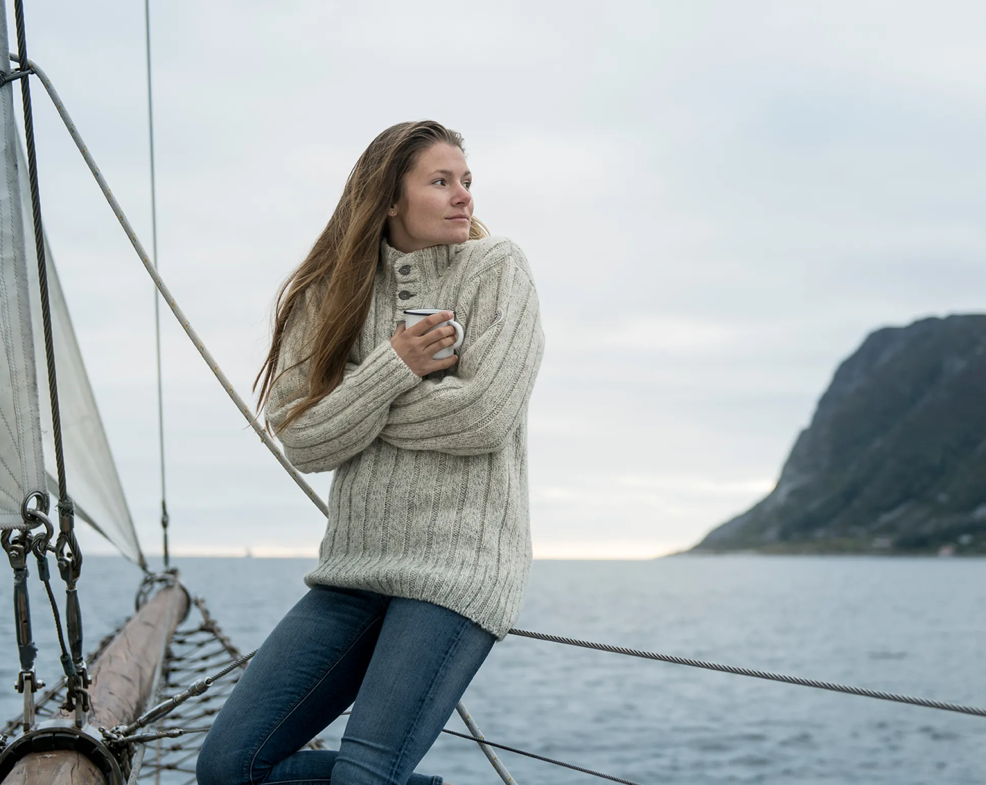 Clearance Nansen Wool Button Neck Herre Ullgenser