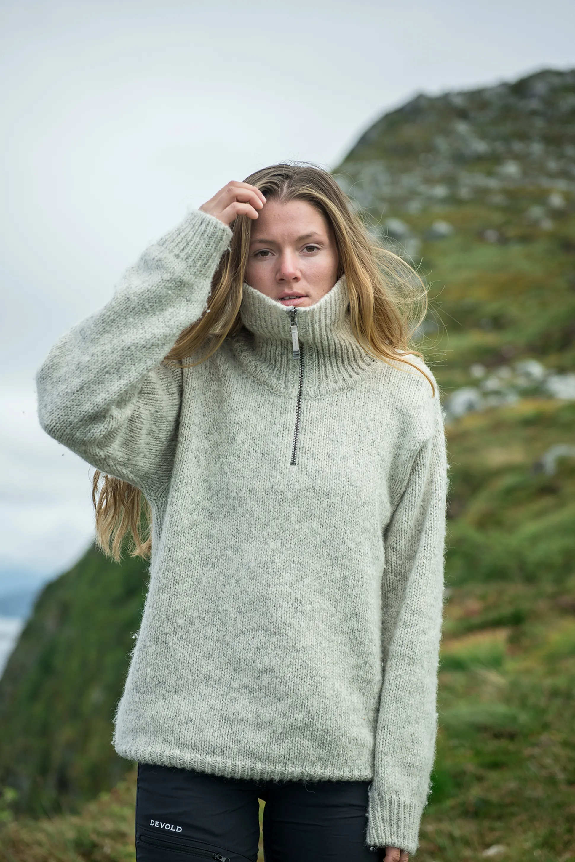 Outlet Nansen Wool Zip Neck Herre Ullgenser